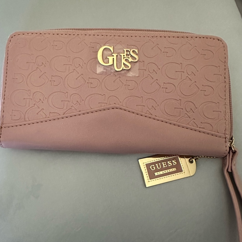 Guess Pink Embossed Zip-Around Wallet, unused !